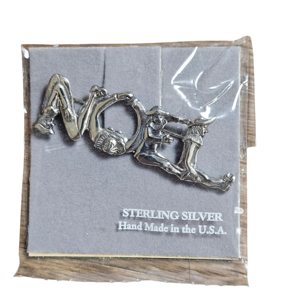 VTG Hand & Hammer Sterling Silver Noel Pin‎ Williamsburg Christmas Colonial NWT
